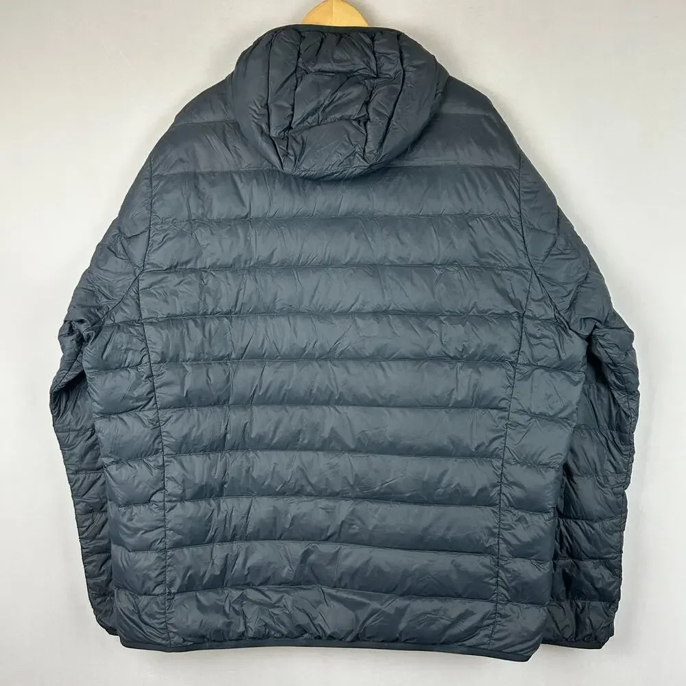 Eddie Bauer Down Puffer Jacket Gray/Orange Hooded Full Zip Men's Size XXL